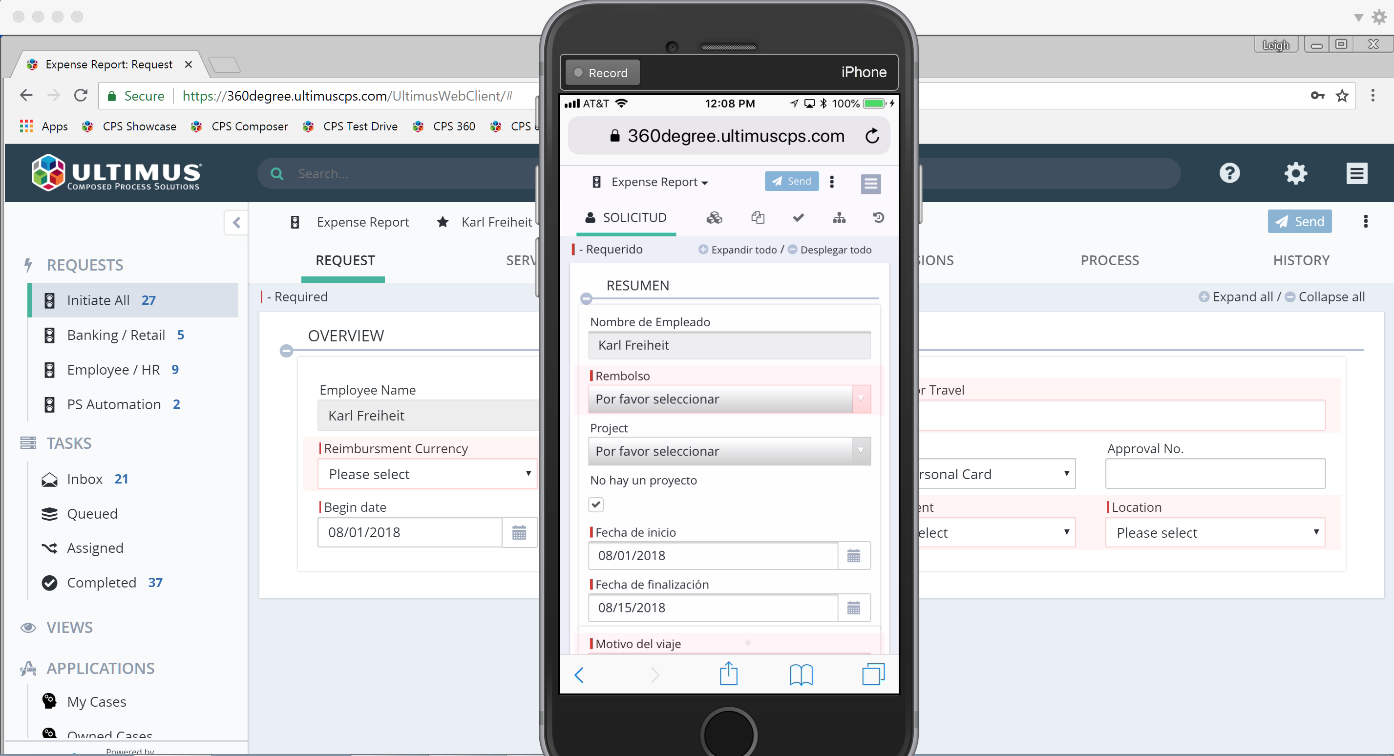 expense report mobile spanish
