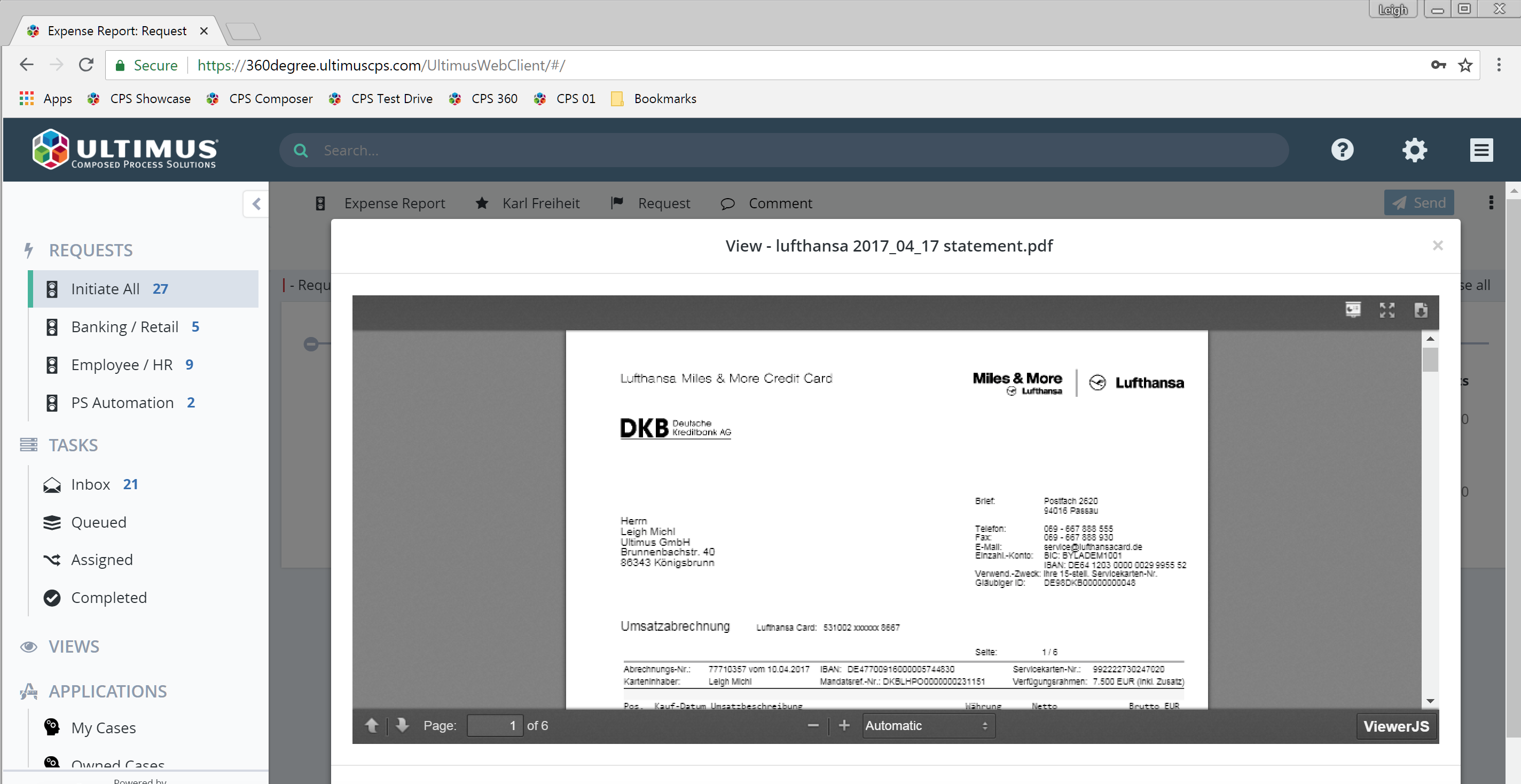 expense report receipt view