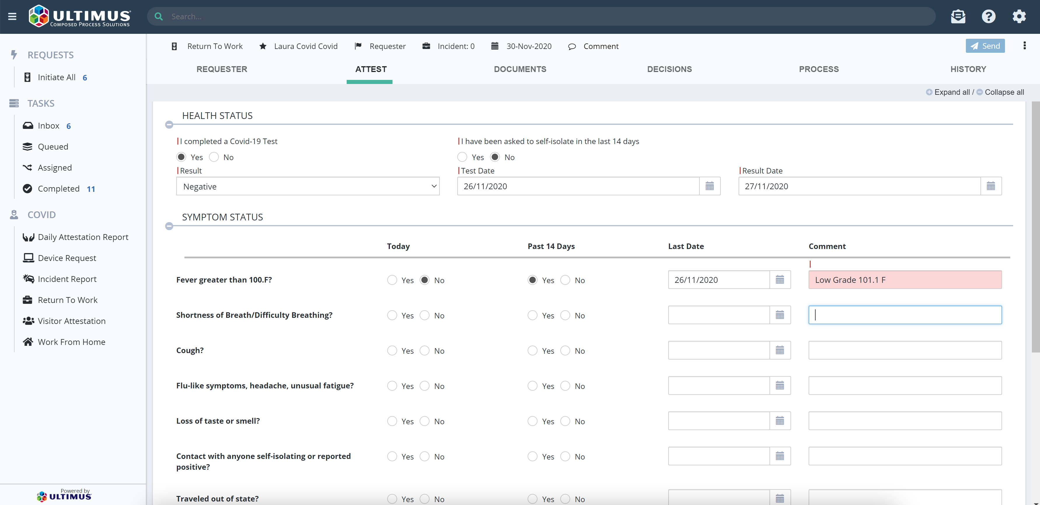 Work Requestor Return to Work Authorization | COVID-19 Solution Starter Application
