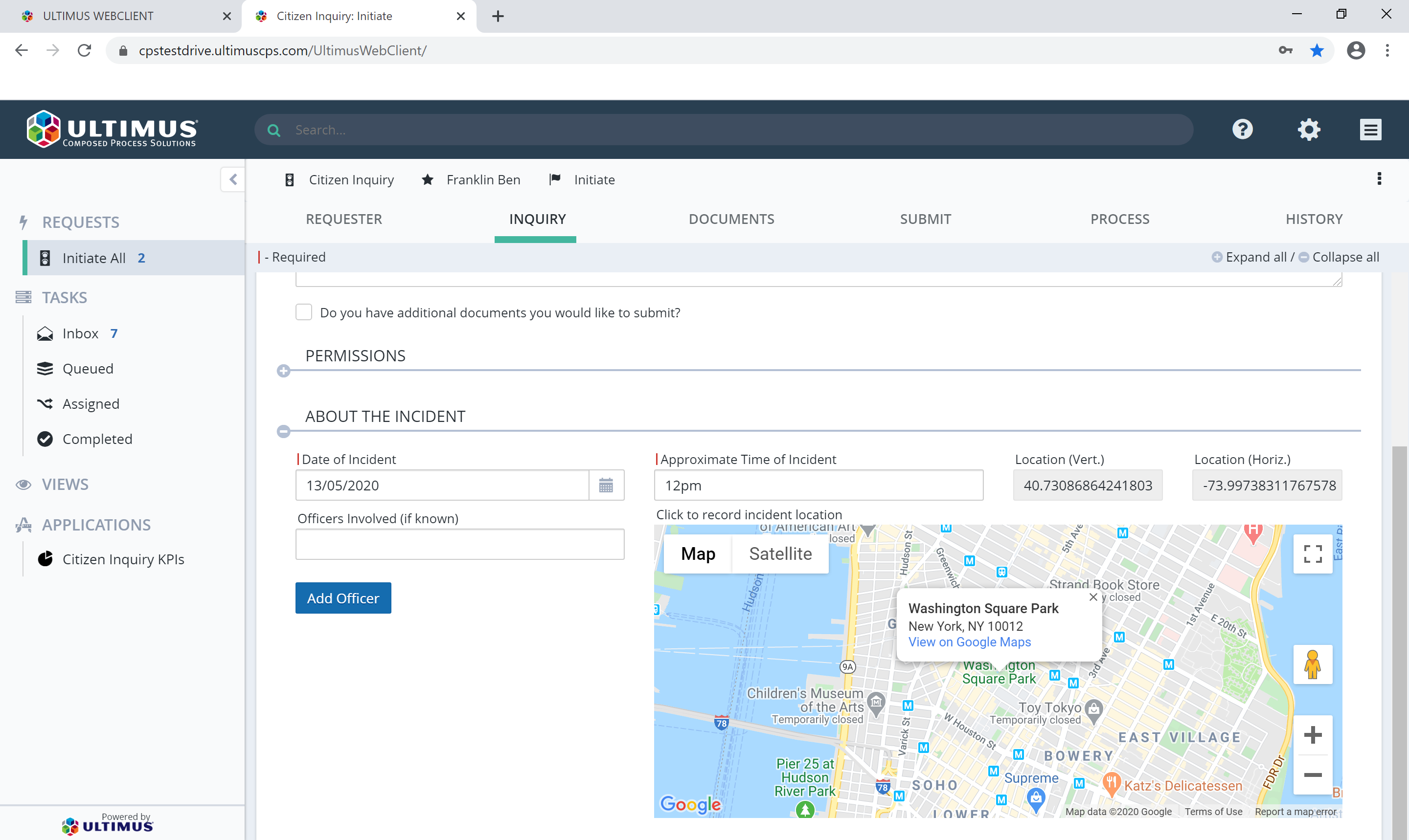 Citizen Inquiry Management | Ultimus Solution Starter Application